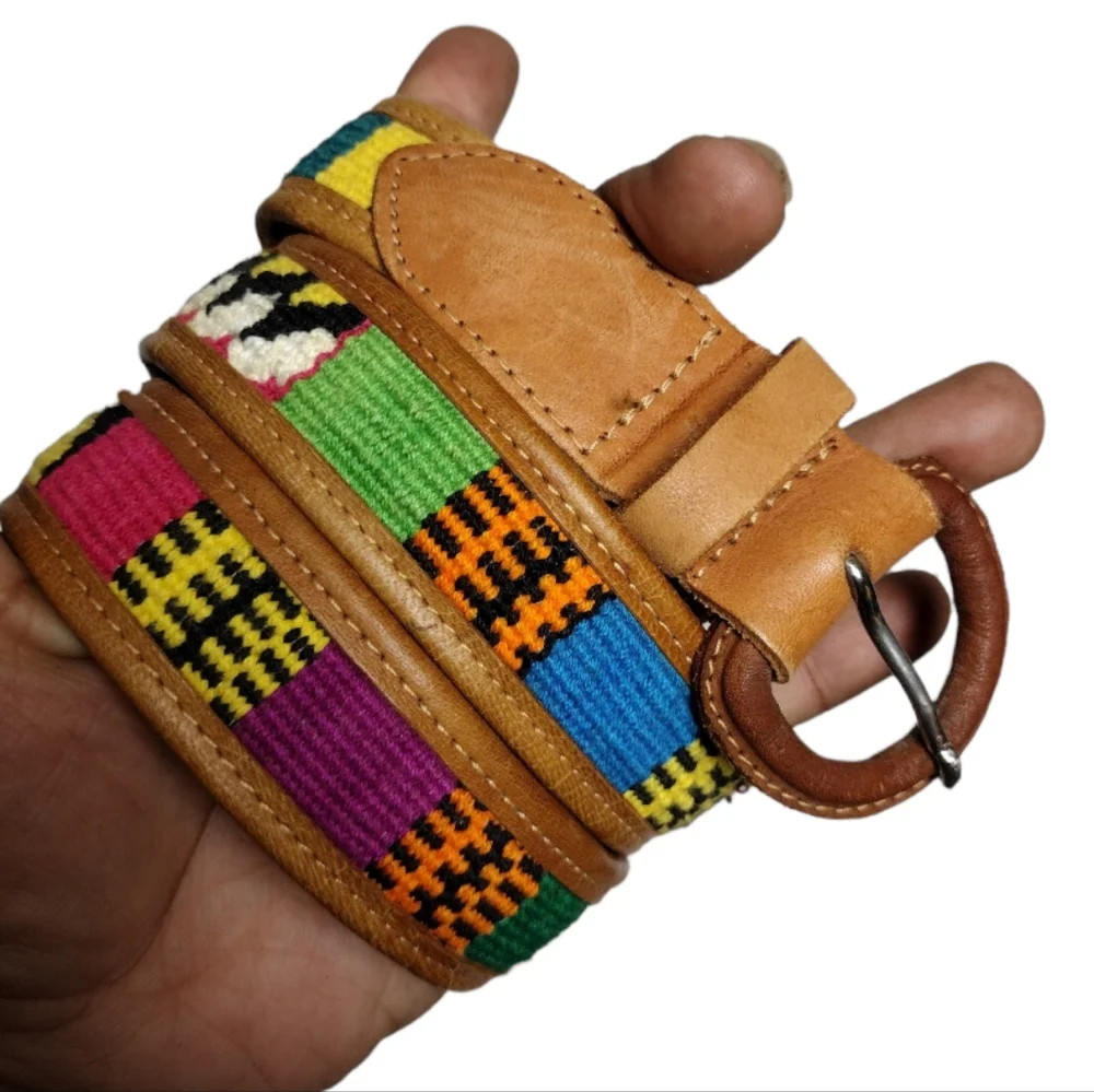 Native Guatemala Handwoven Leather Belt